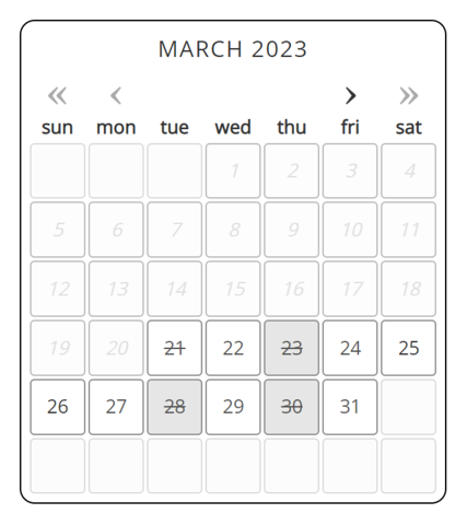 Accessible Scheduled Date Calendar